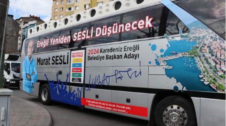Murat Sesli seçim stratını verdi,seçim tanıtım otobüsü şehri turluyor