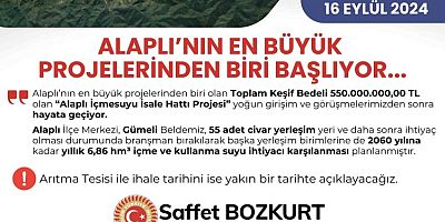 Alaplı İçme Suyu İsale Hattı projesi başlıyor