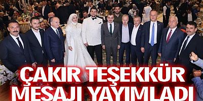 ÇAKIR, TEŞEKKÜR MESAJI YAYIMLADI