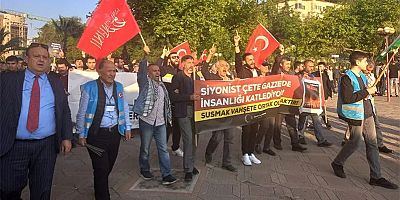 EREĞLİ'DE İSRAİLİ PROTESTO YÜRÜYÜŞÜ DÜZENLENDİ