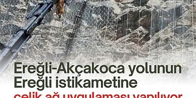 Kdz.Ereğli-Akçakoca yoluna çelik ağ yapılıyor