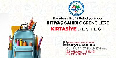 “KDZ. EREĞLİ BELEDİYESİ’NDEN İHTİYAÇ SAHİBİ ÖĞRENCİLERE KIRTASİYE DESTEĞİ”